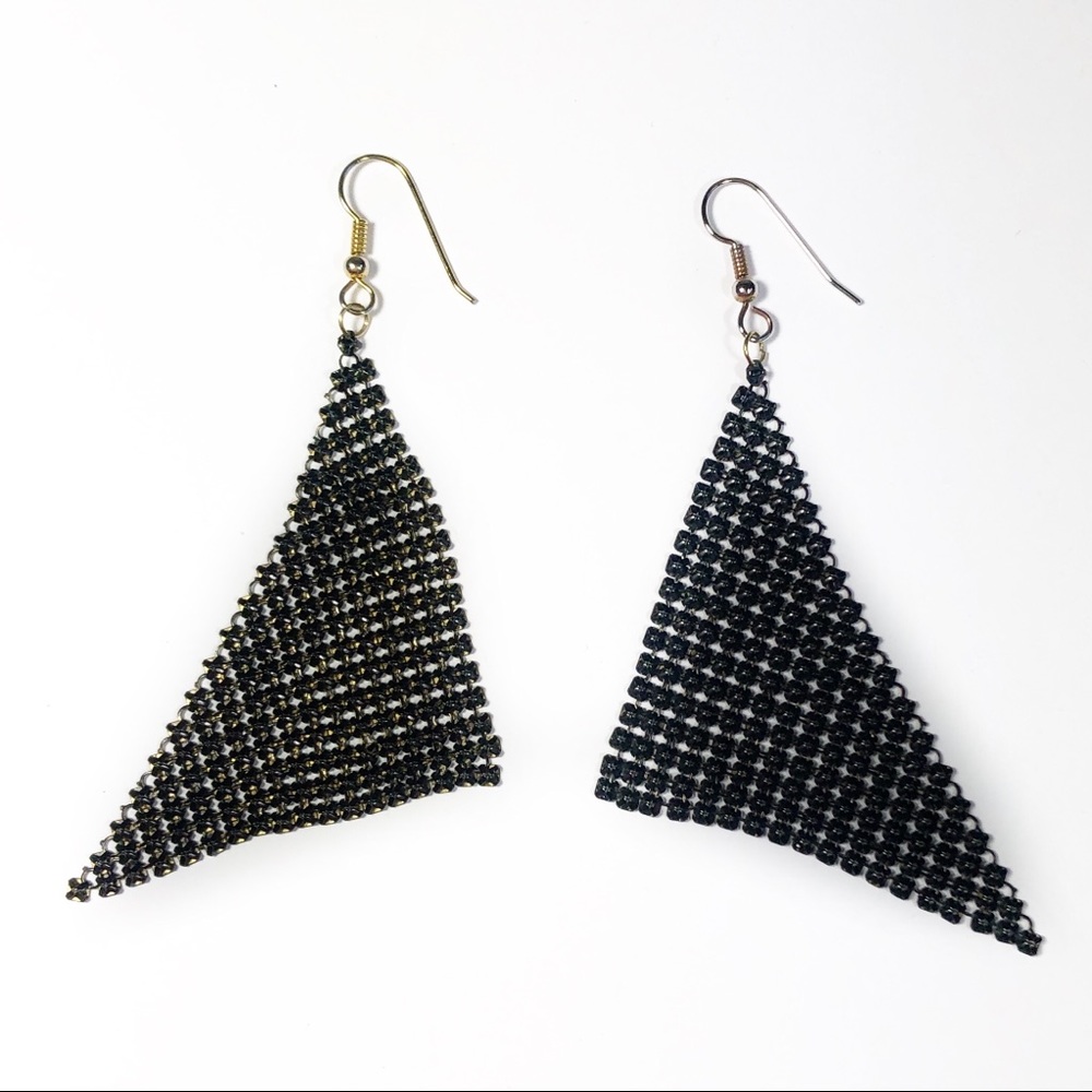 Beaded Geometric Dangle Earrings - image 2